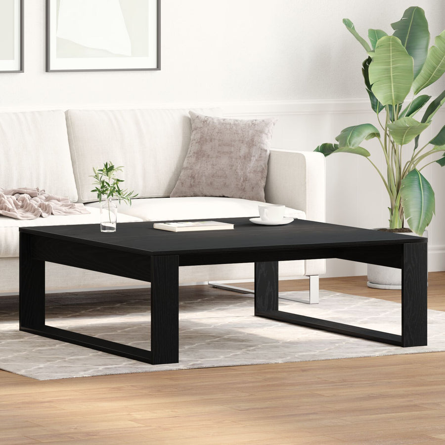 Salontafel Gelaagd Hout 100 x 100 x 35 cm Zwart Eiken