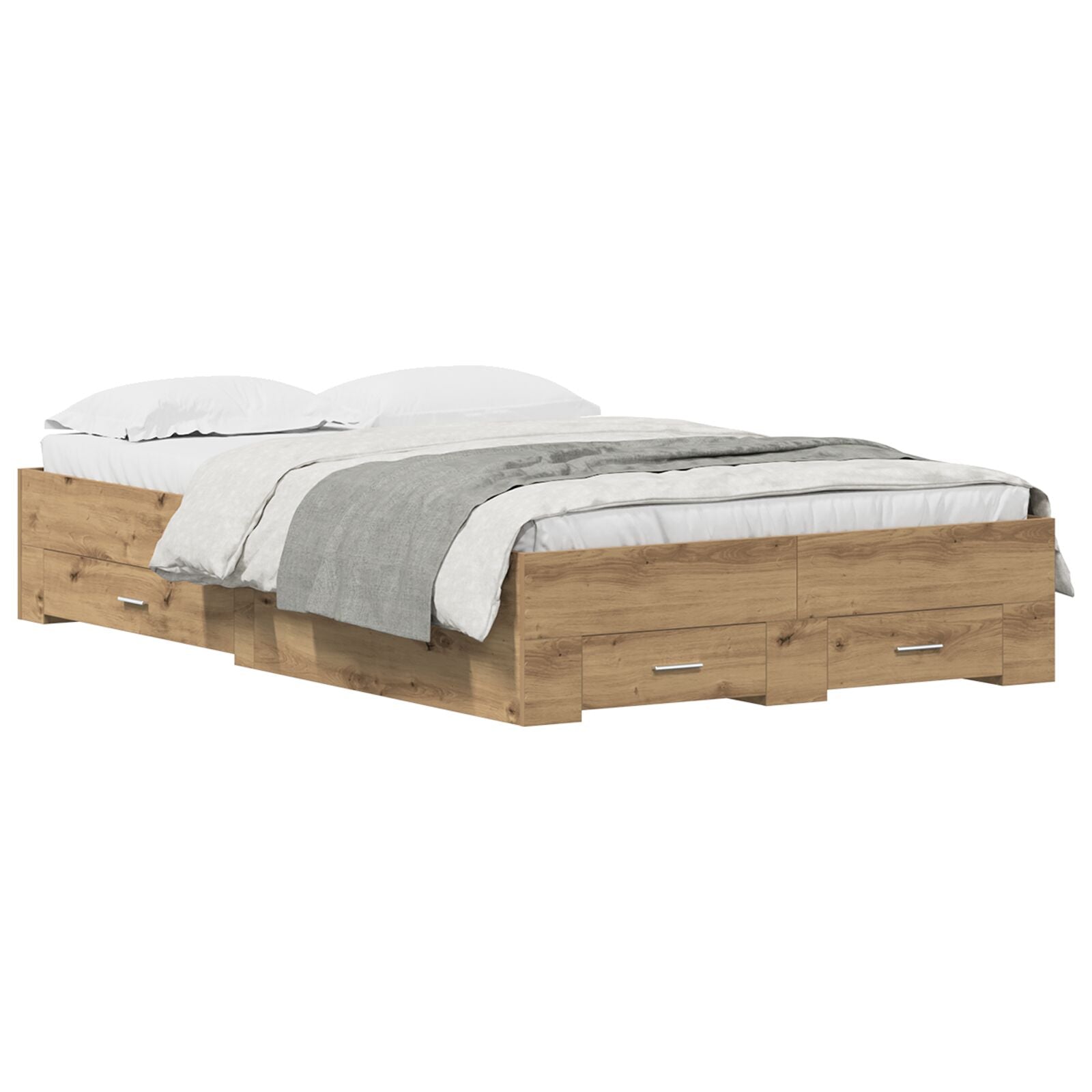 Bed Frame Met Lade Artisan Eiken 120X190 Cm Geengineerd Hout Ambachtelijk Eiken