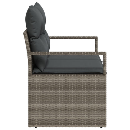 2-Persoons Tuinbank & Kussens Poly Rattan Grijs met opslag