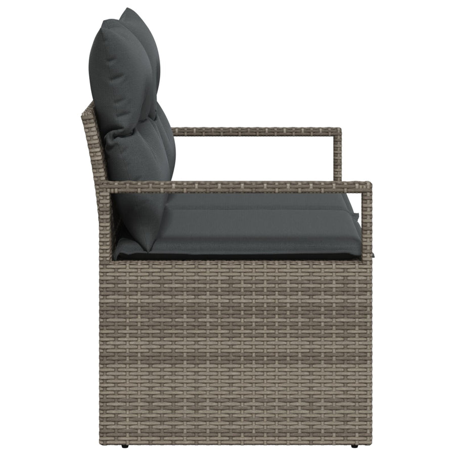 2-Persoons Tuinbank & Kussens Poly Rattan Grijs met opslag