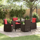 Garden Dining Set 5 pc Brown Polyrattan