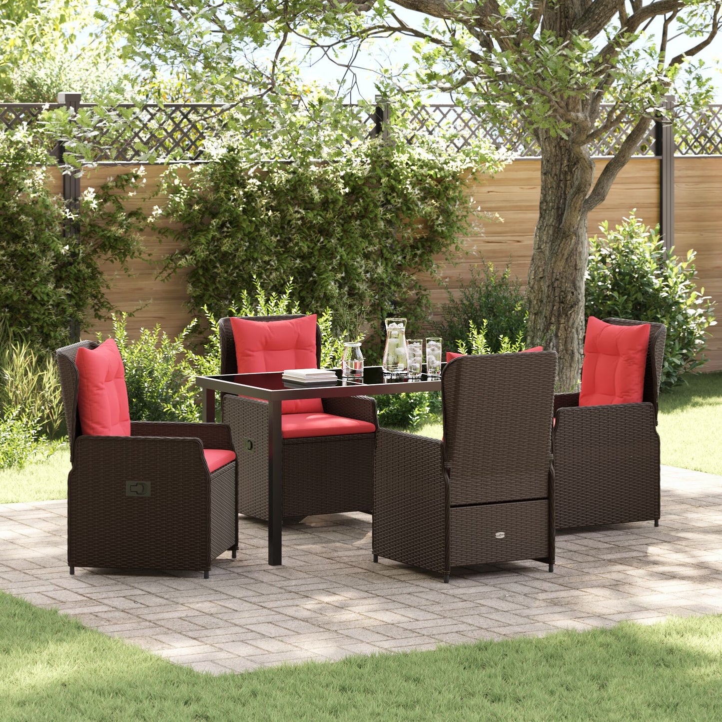 5 Persoons Tuinset Bruin Poly Rattan