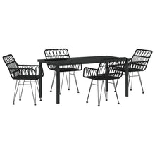 5-Delige Tuin Eetset Zwarte Poly Rattan
