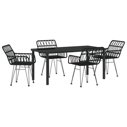 5-Delige Tuin Eetset Zwarte Poly Rattan