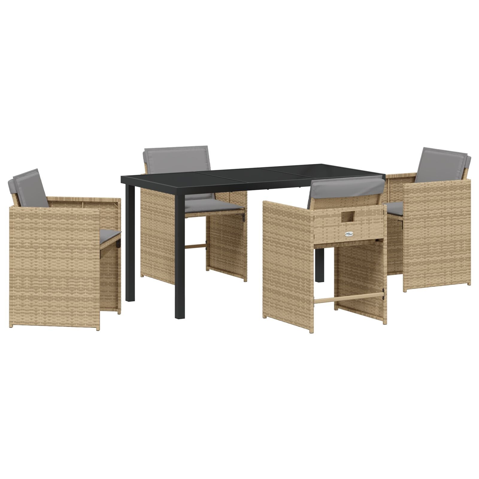 5-Delig Tuin Eetset Met Kussens Beige Poly Rattan