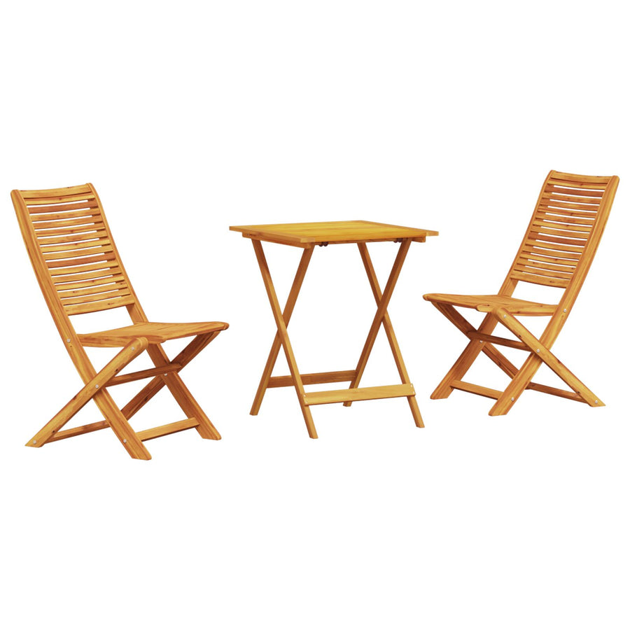 3-Delige Opvouwbare Bistroset Van Massief Acaciahout 60 cm tafel lengte 2x stoelen + vierkante tafel