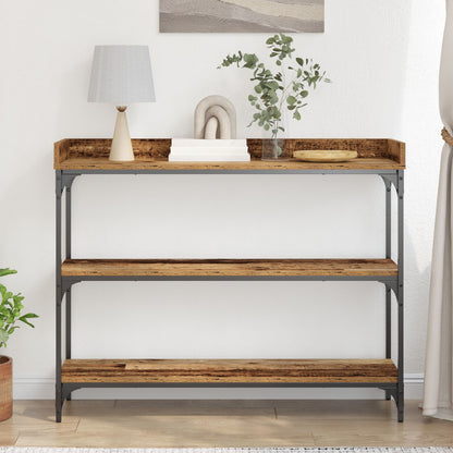 Console Tafel 100X30X80 Cm Engineered Hout En Staal Oud hout 100 cm