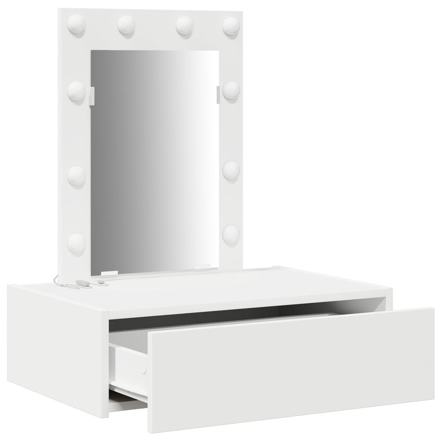 Wandkaptafel -Verlichting - 60 x 40 x 70 cm Wit met LED