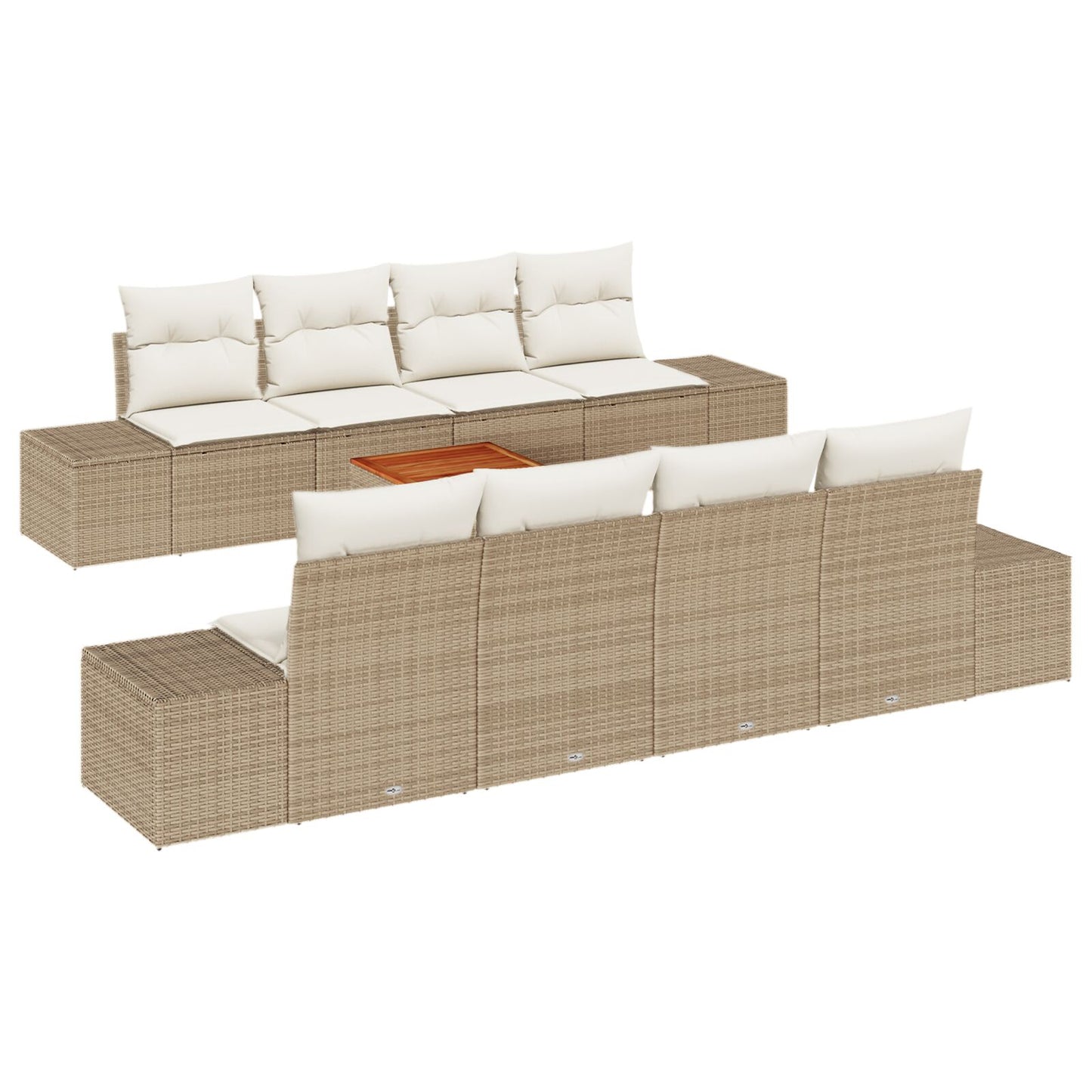 7-Delige Tuin Sofa Set Met Kussens Beige Poly Rattan Acacia