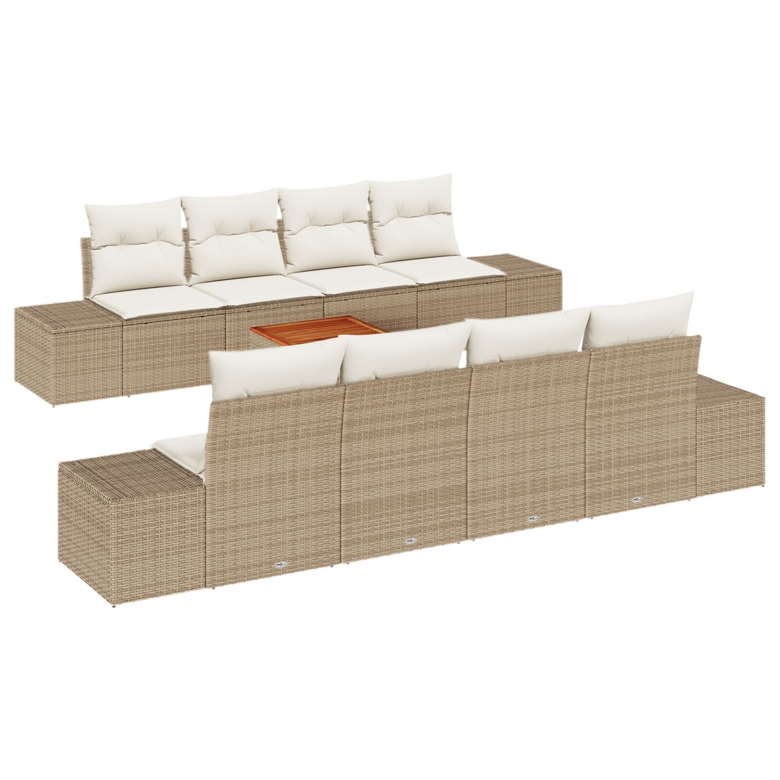 7-Delige Tuin Sofa Set Met Kussens Beige Poly Rattan Acacia