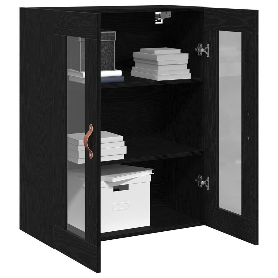 Wandkast Met Glazen Deuren Zwart Eiken 69,5X34X90 Cm