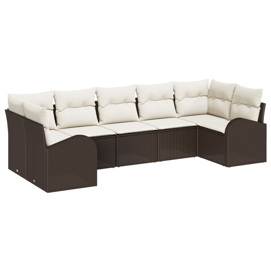 Tuinsofa Set Set Van 7 Beige Rattan Tuinsofa Rechthoekig