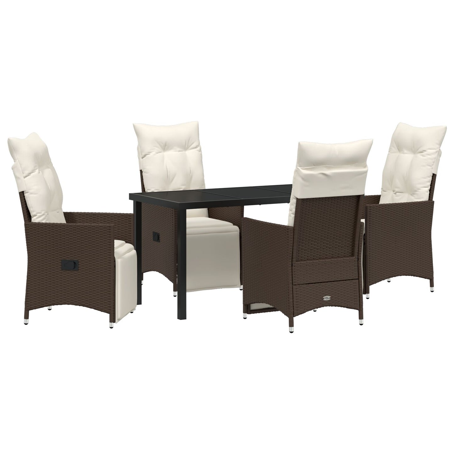 5-Delige Tuin Eetset Met Kussens Bruin Poly Rattan