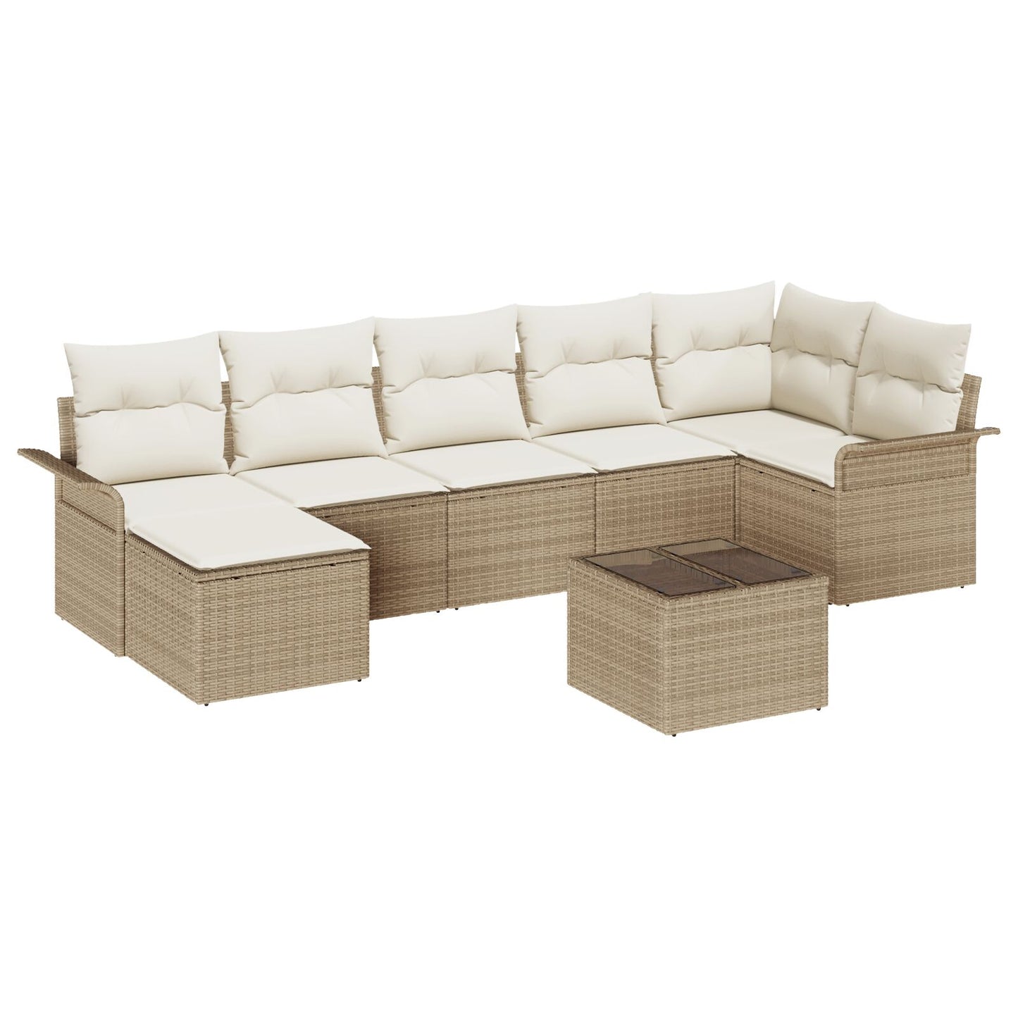 8-Delige Tuinbankset Met Kussens Bruin Poly Rattan