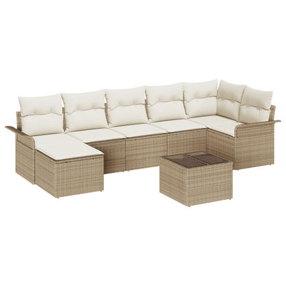 8-Delige Tuinbankset Met Kussens Bruin Poly Rattan