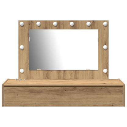 Wand Kaptafel Lichten 100 x 40 x 70 cm Ambachtelijk eiken met LED
