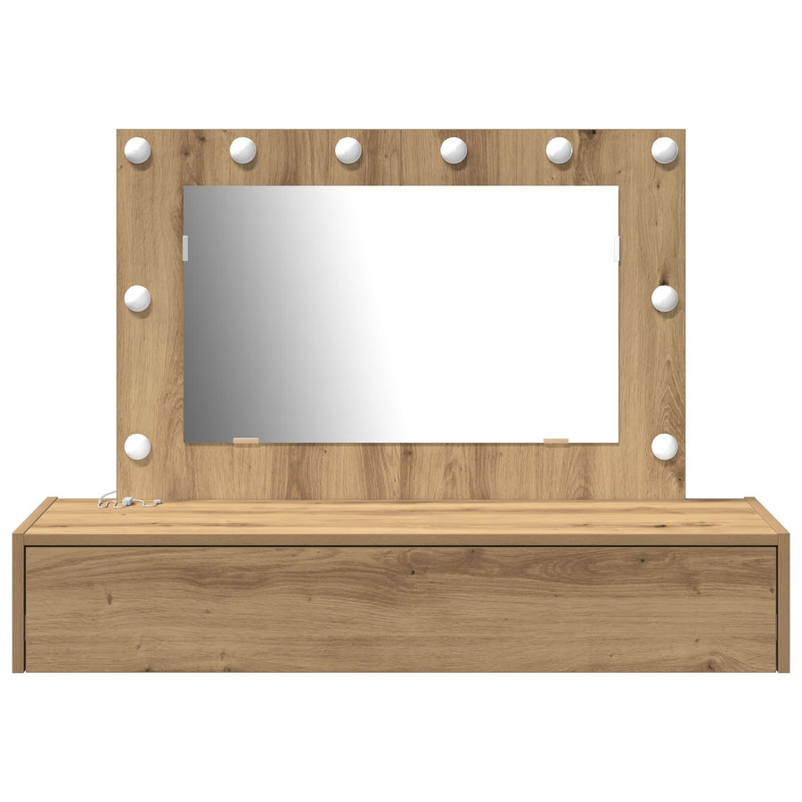 Wand Kaptafel Lichten 100 x 40 x 70 cm Ambachtelijk eiken met LED
