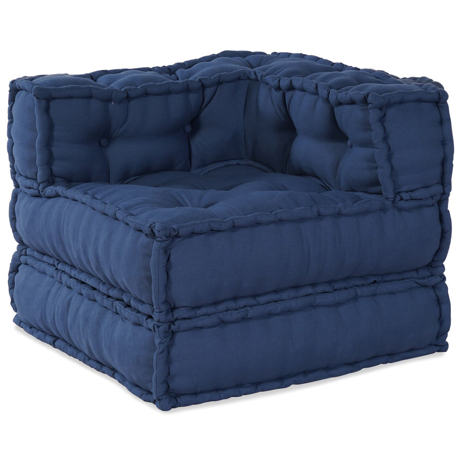Modulair Poef Set Van 2 In Stof Indigo 70 x 70 x 54 cm 2x hoek