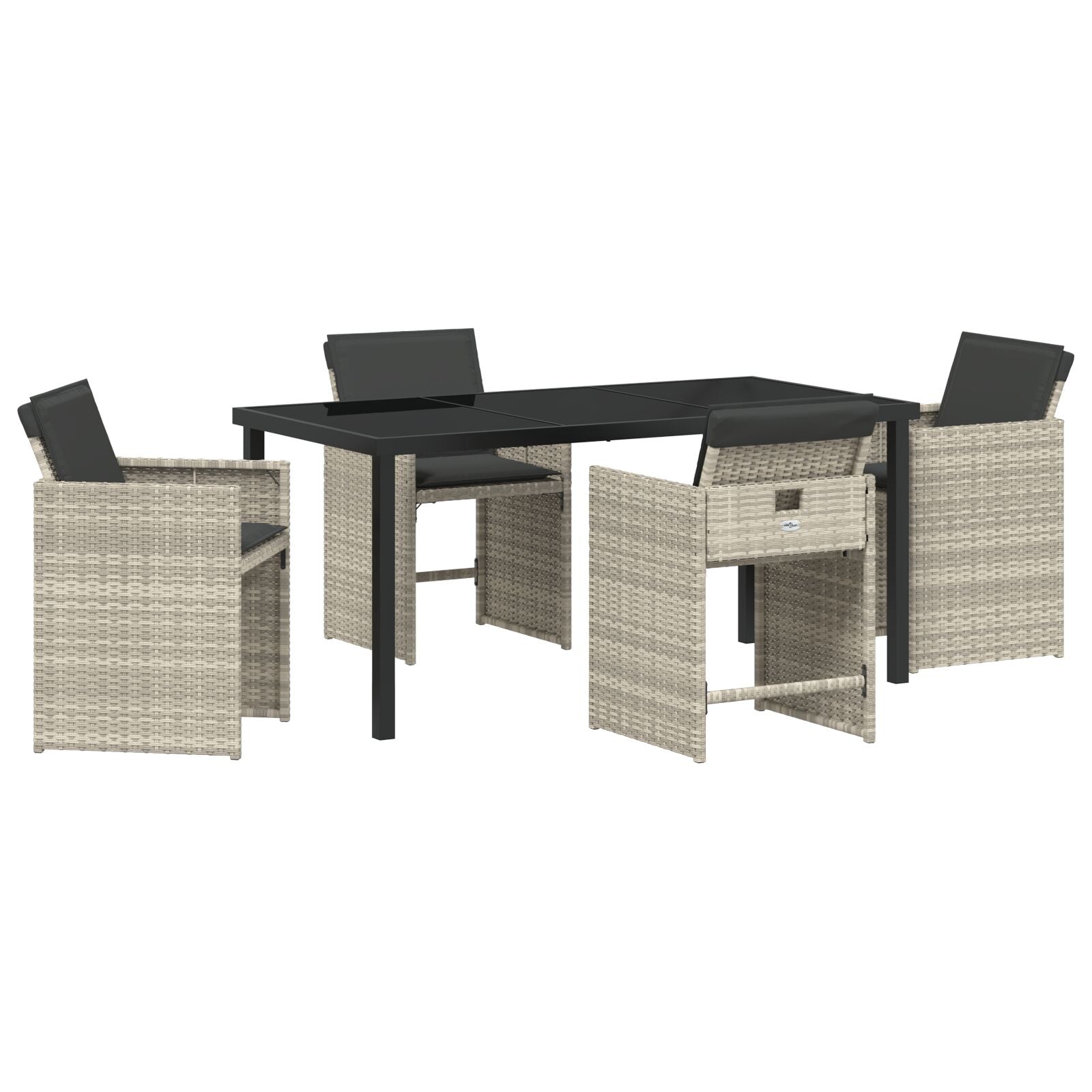 5-Delige Tuin Eetset Met Kussens Lichtgrijs Poly Rattan