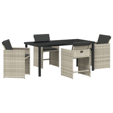 5-Delige Tuin Eetset Met Kussens Lichtgrijs Poly Rattan