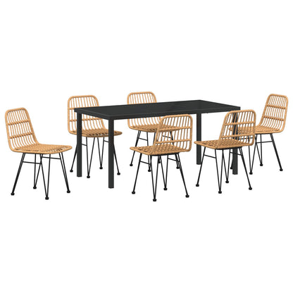 7-Delige Tuin Eetset Bruin Poly Rattan