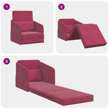 Vloer Sofa Bed 2-In-1 65X80X83 Cm Velvet Bordeauxrood