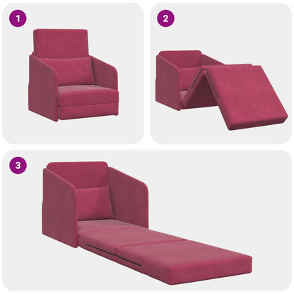 Vloer Sofa Bed 2-In-1 65X80X83 Cm Velvet Bordeauxrood
