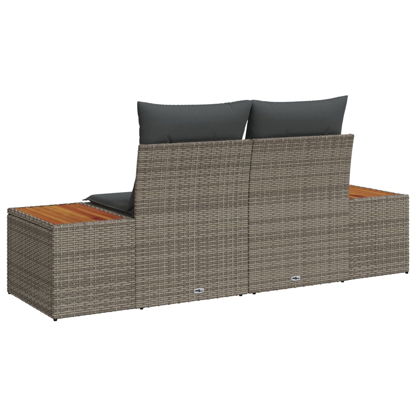 2-Zits Tuinbank Met Kussens Poly Rattan Grijs zonder opslag