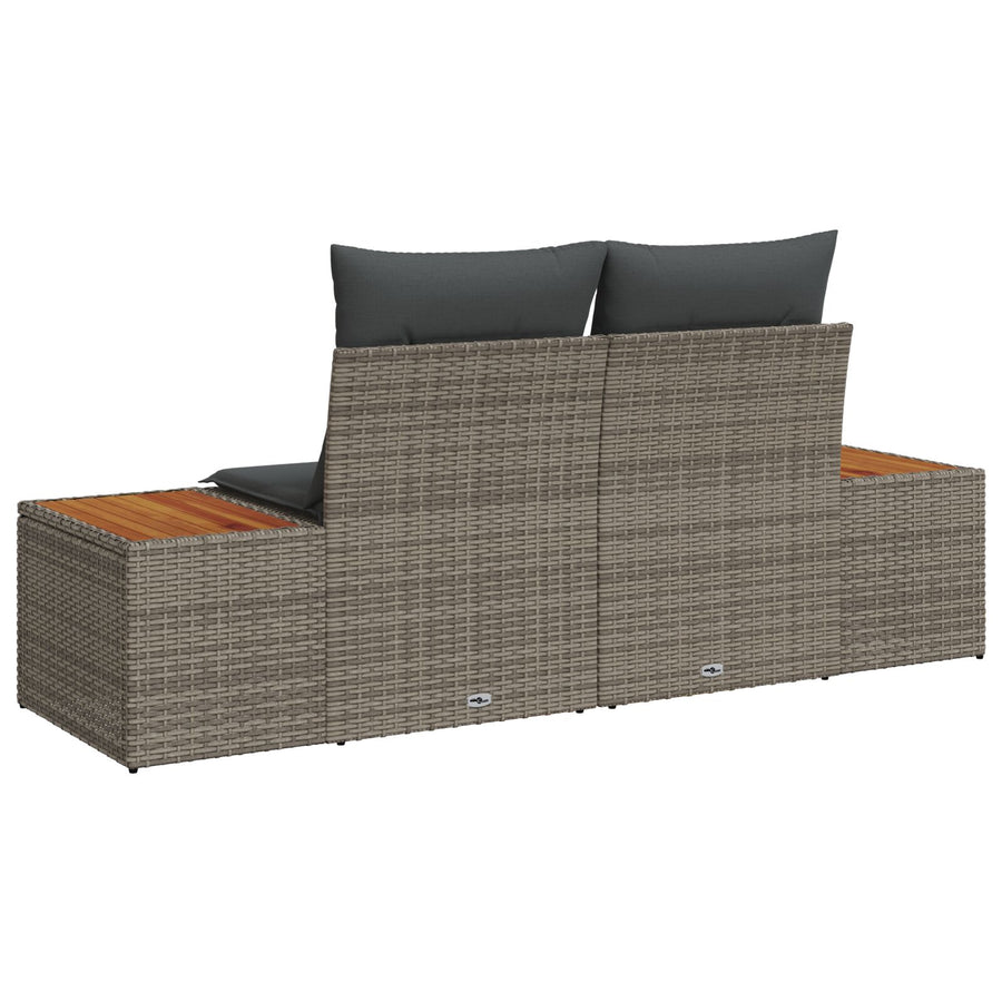 2-Zits Tuinbank Met Kussens Poly Rattan Grijs zonder opslag