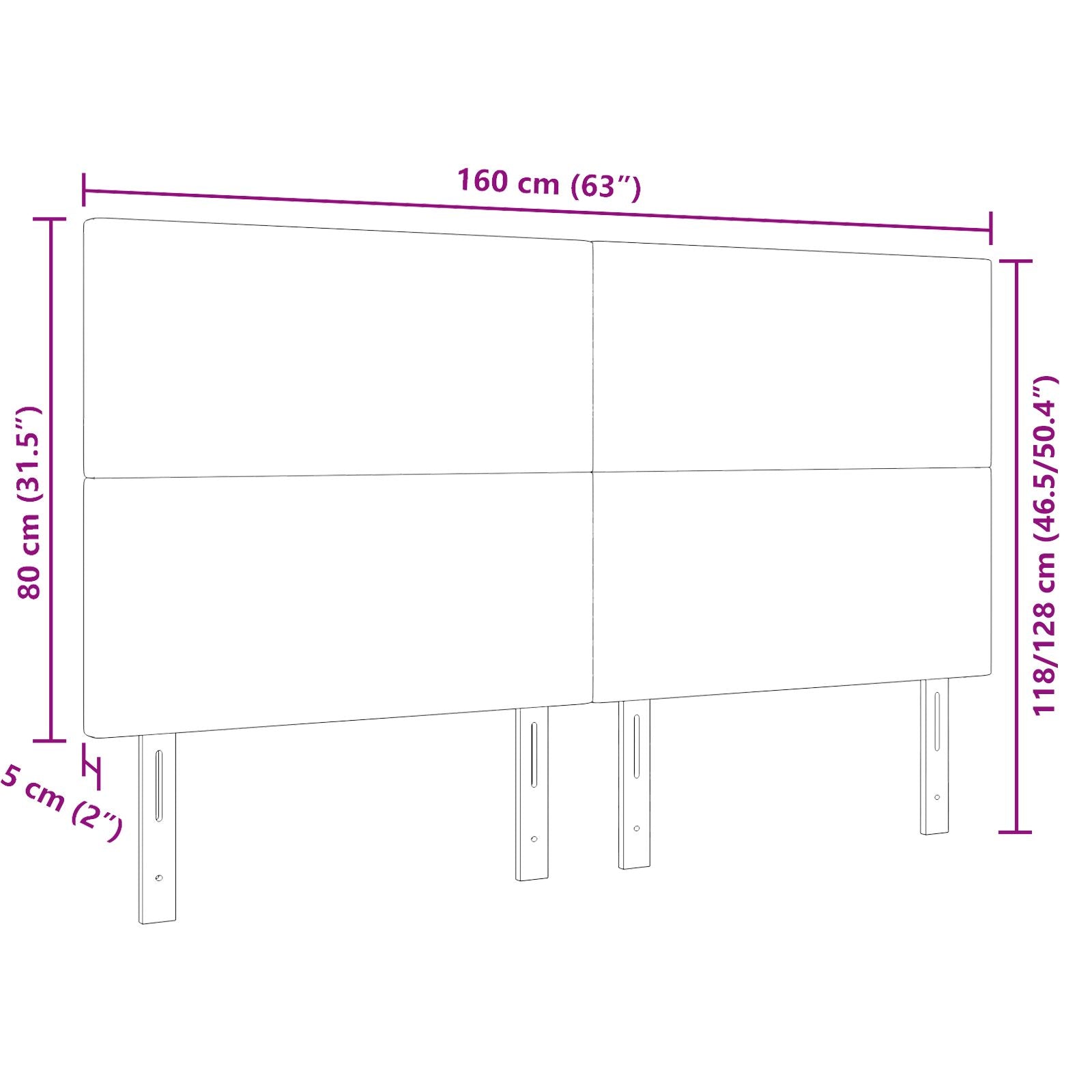 Eenvoudig Hoofdbord - In Corduroy Crème 160 cm Hoog hoofdbord