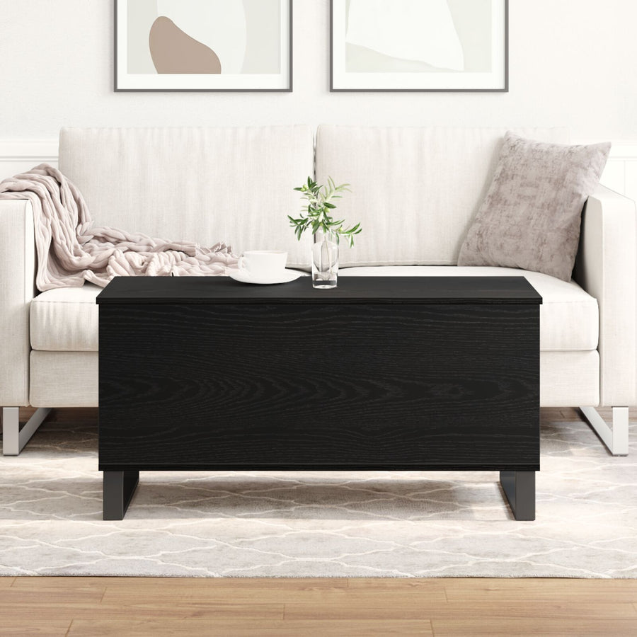 Salontafel 90X44,5X45 Cm Bewerkt Hout Zwart eiken