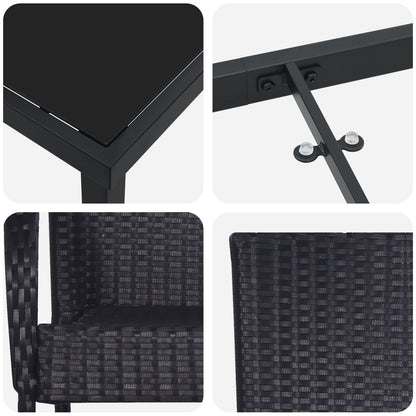 5-Delige Tuinset Zwart Poly Rattan
