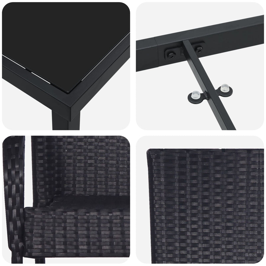 5-Delige Tuinset Zwart Poly Rattan