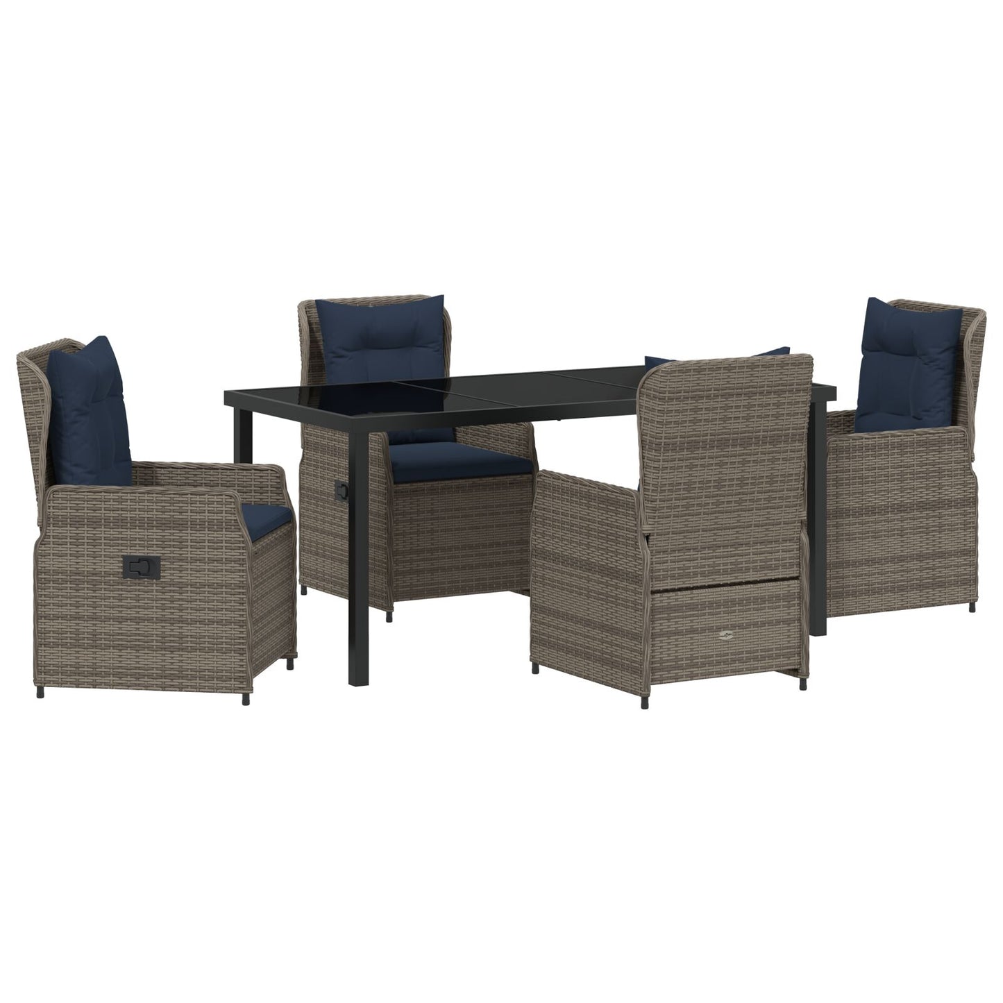 5-Delige Tuin Eetset Grijs Poly Rattan