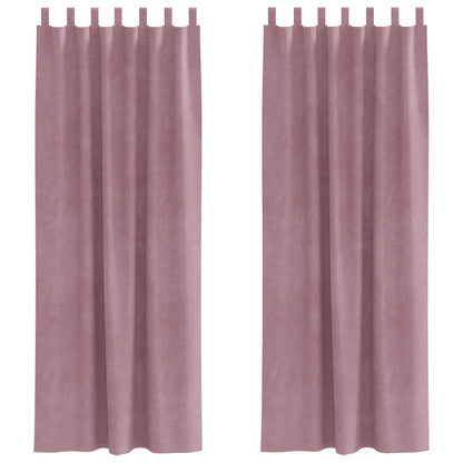 Zwarte Gordijnen 2 Stuks Fluweel Donkerroze 140 x 225 cm Met hanglussen