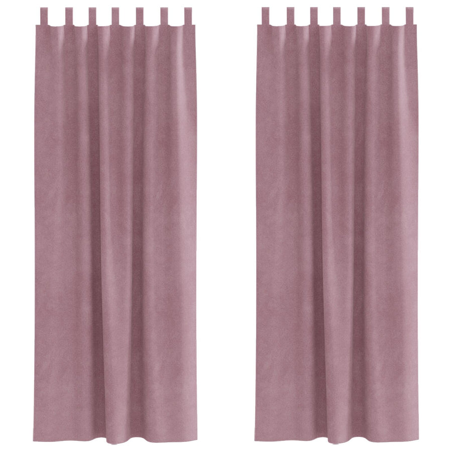 Zwarte Gordijnen 2 Stuks Fluweel Donkerroze 140 x 225 cm Met hanglussen
