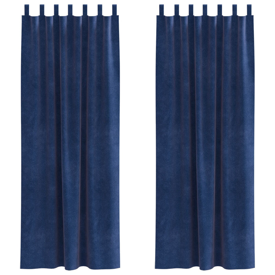 Zwarte Gordijnen Met Hanglussen 2 Stuks Fluweel Donkerblauw 140 x 260 cm met ophanglus
