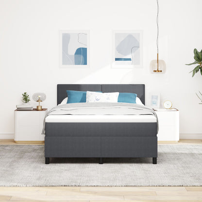 Boxspring Bed Met Matras Donkergrijs 140X200 Cm Corduroy Stof