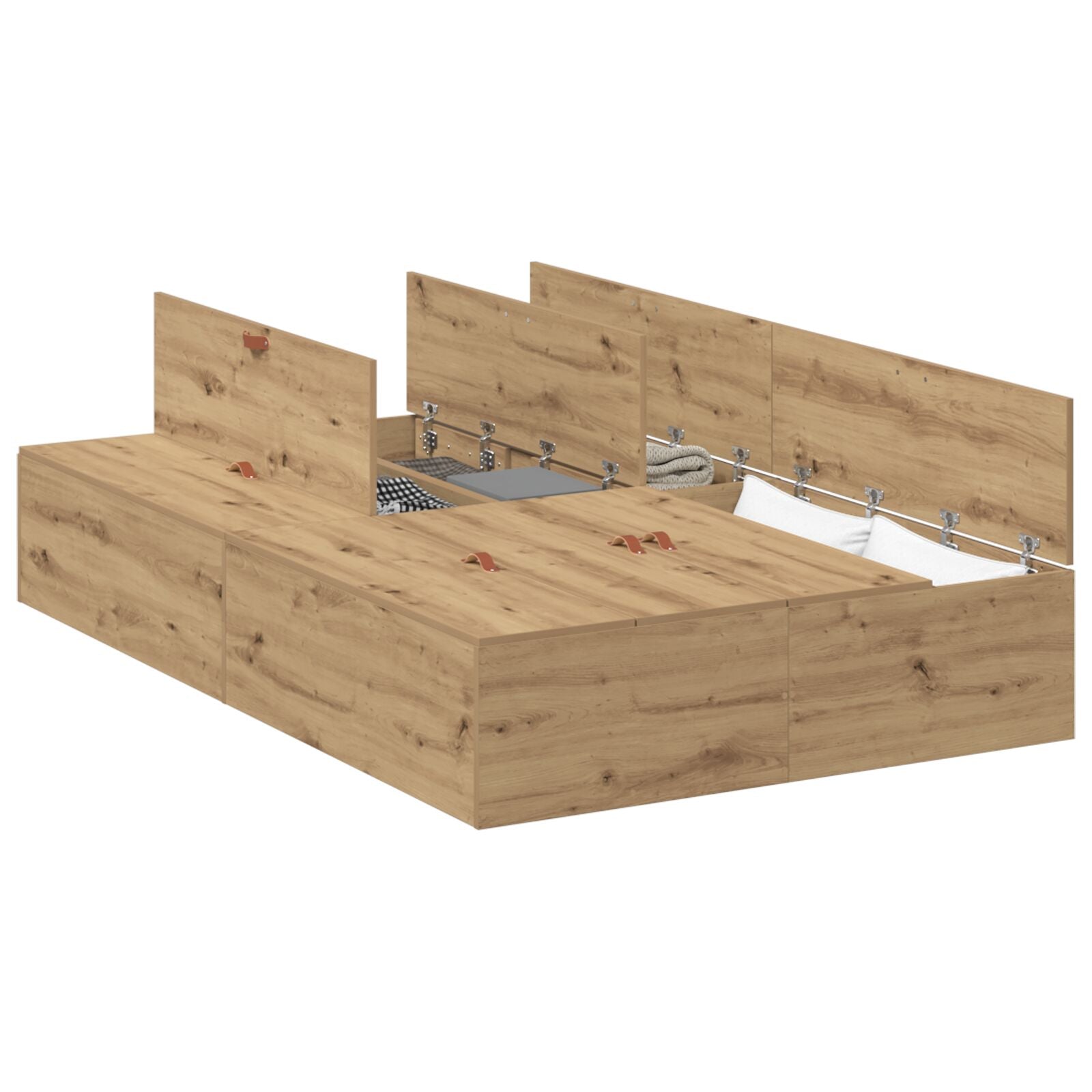 Opbergbedframe Artisan Eiken Massief Eiken 120 x 190 cm
