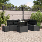 Garden Sofa Set with Storage 6 pcs Black Poly Rattan
