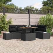 Tuinset poly rattan 6-delig zwart
