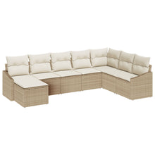 8-Delige Tuindiningset Met Kussens Beige Poly Rattan