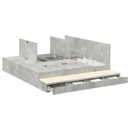 Opslagbedframe Beton Grijs 180X200 Cm Artisanaal Eiken