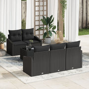 Loungeset 6-delig polyrattan zwart