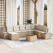 9-Delige Tuinbankset Met Kussens Beige Poly Rattan Acacia