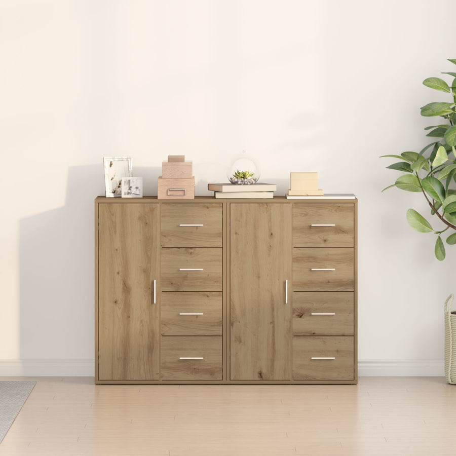 Zijmeubel Set Van 2 Artiest Eiken Mdf, Spaanplaat Groot Buffet