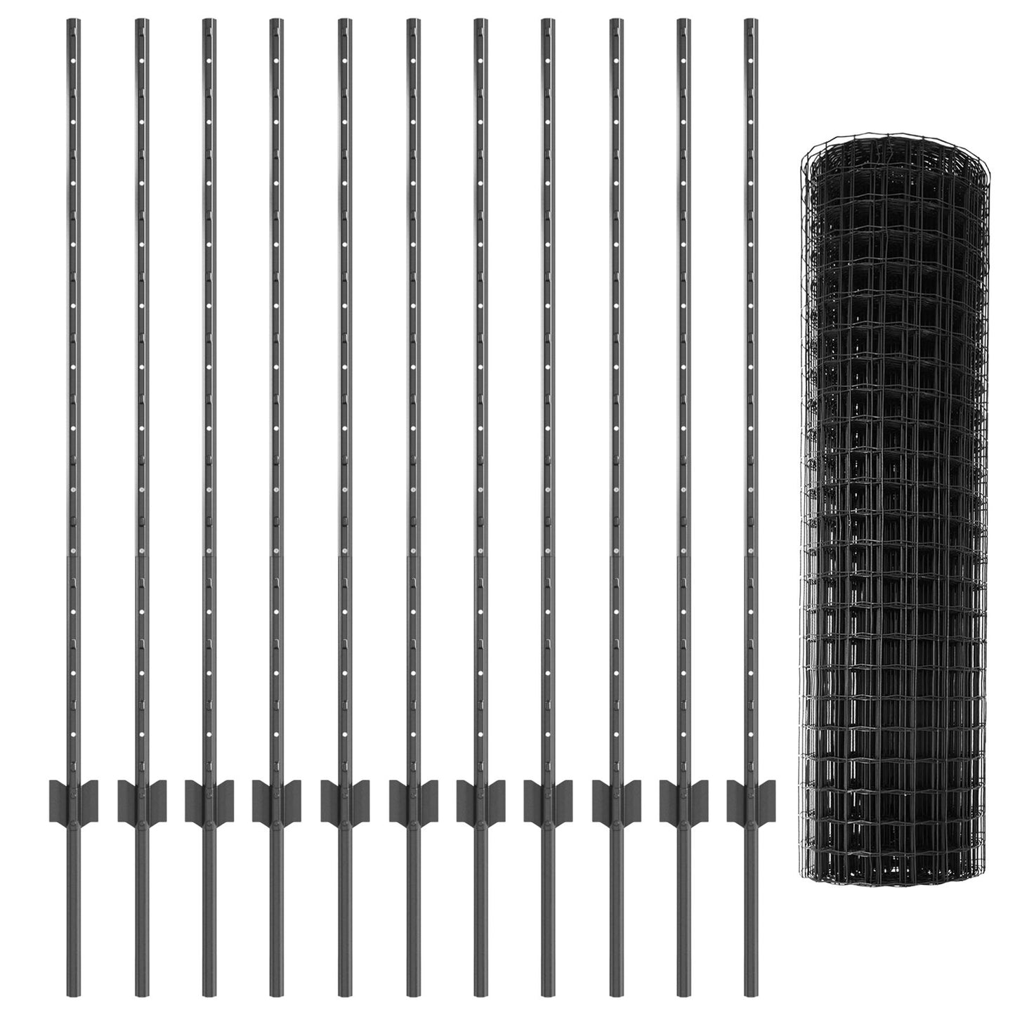 Euro Fence met 22 U Stalen Palen Grijs 1,2x25 m