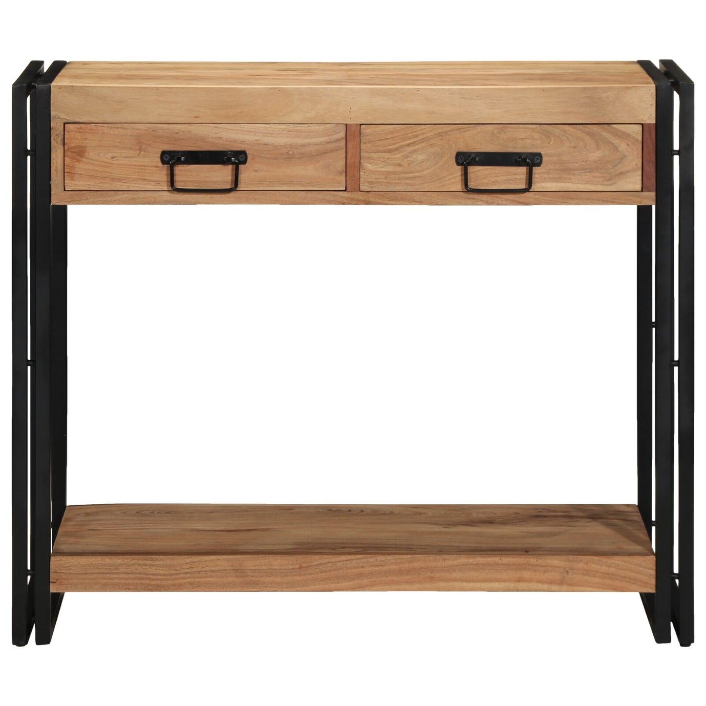 Consoletafel Zwart 90X33X75 Cm En Metaal 90 cm Massief acaciahout