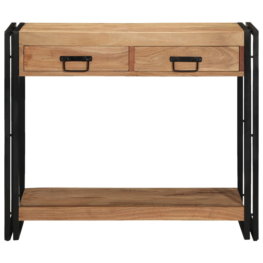 Consoletafel Zwart 90X33X75 Cm En Metaal 90 cm Massief acaciahout