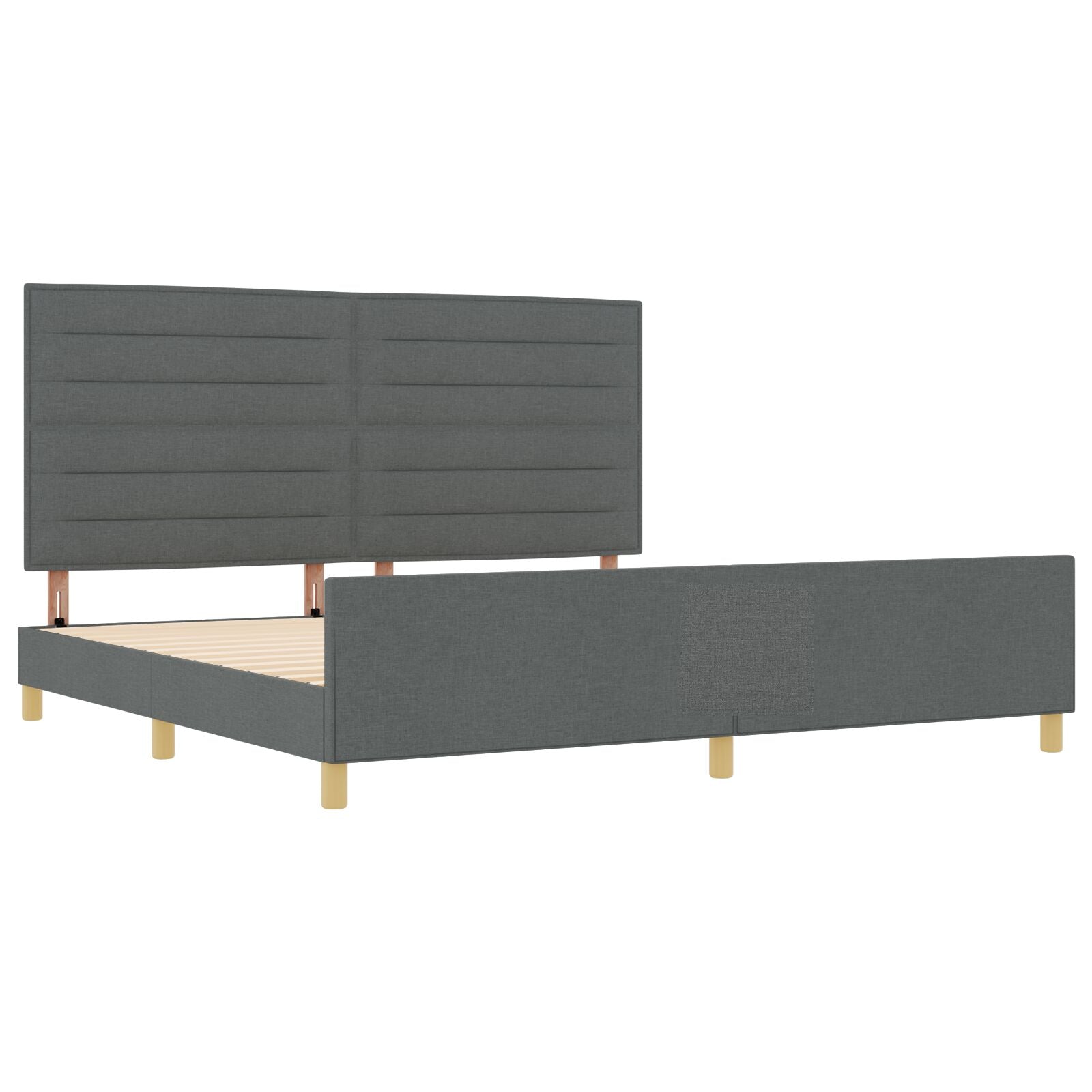 Donkergrijze Stof Bedframe 200X200 Cm Crème